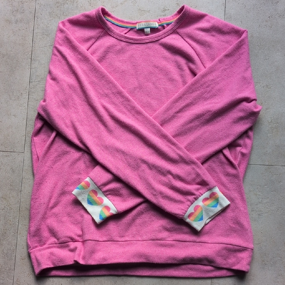 PJ Salvage Pink Jammie Top Sweater with Heart Accents